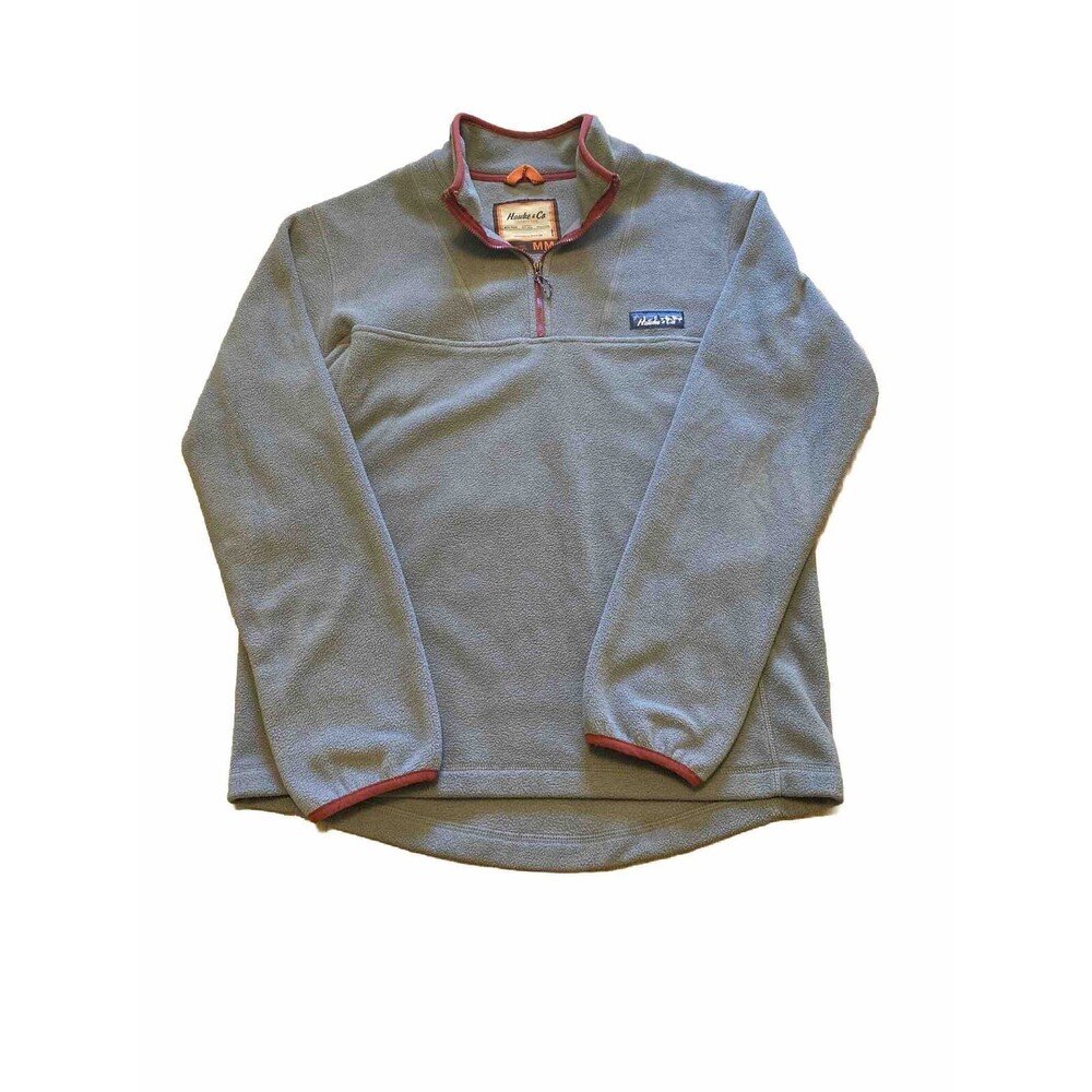 Hawke & Co Outfitter Men's Size Medium Gray Fleece Quarter Zip Pullover Logo